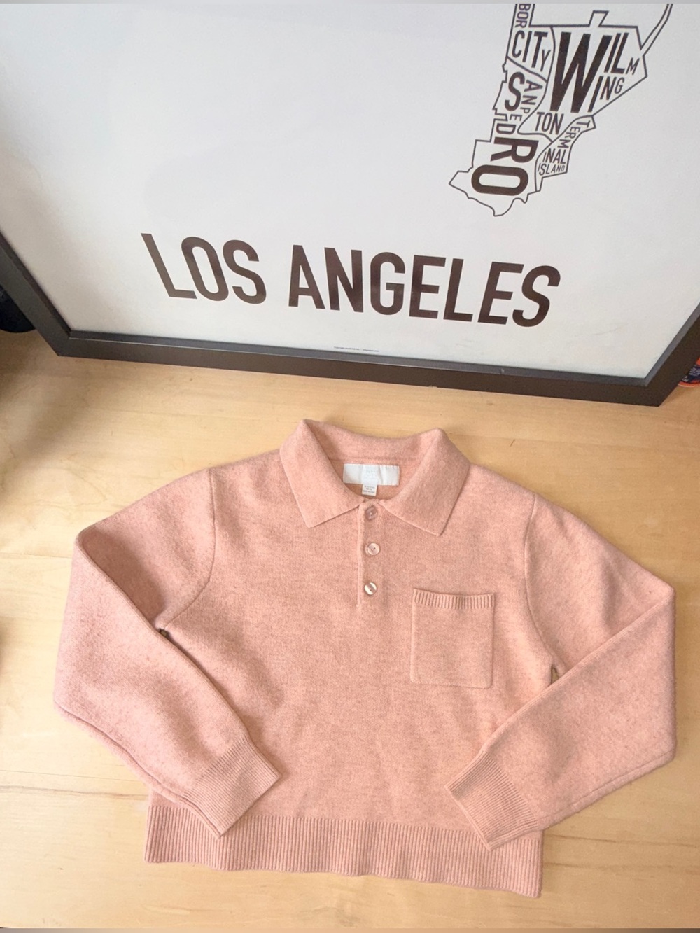 Zara Peach-Pink Polo Neck Soft Sweater